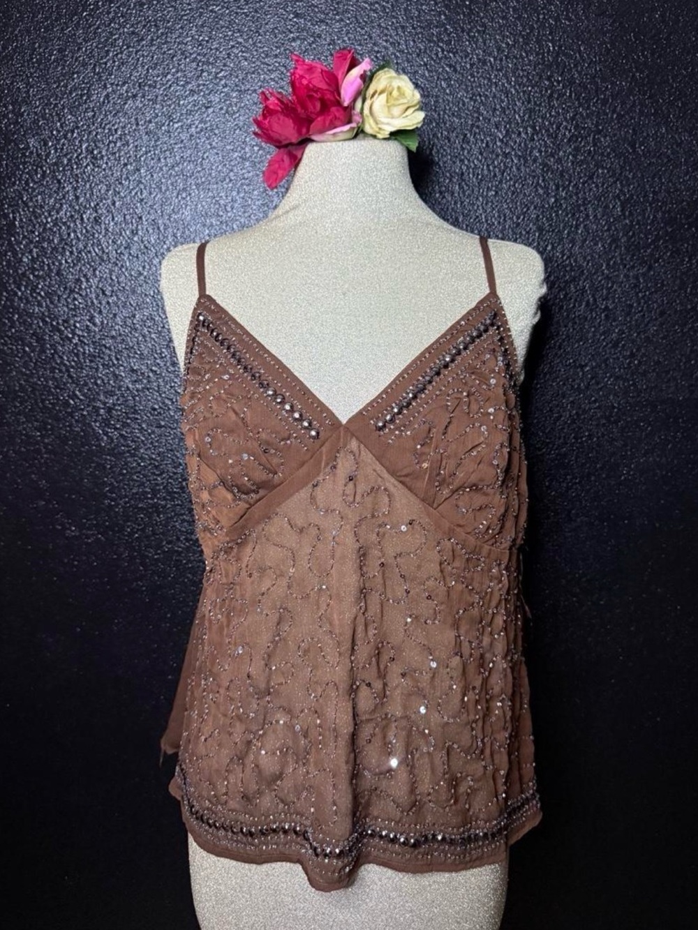 Live 4 Truth Brown Beaded V-Neck Camisole
